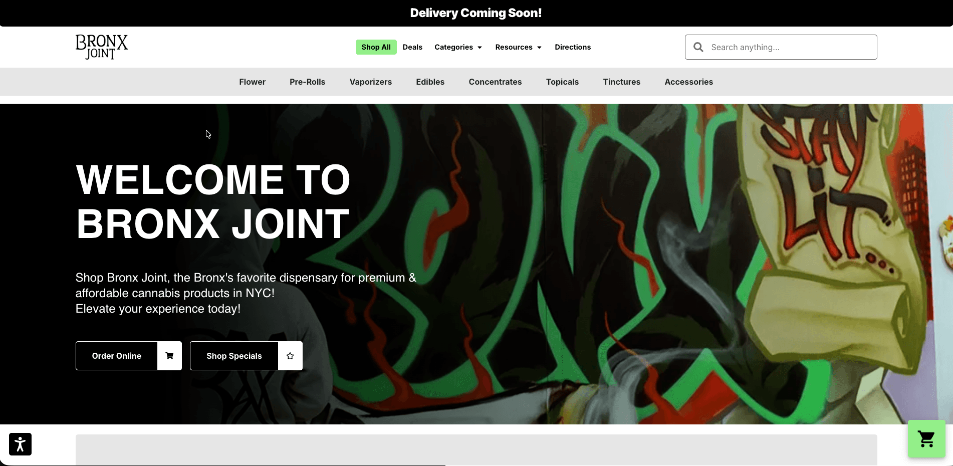 Bronx Joint website screenshot for cannabis industry
