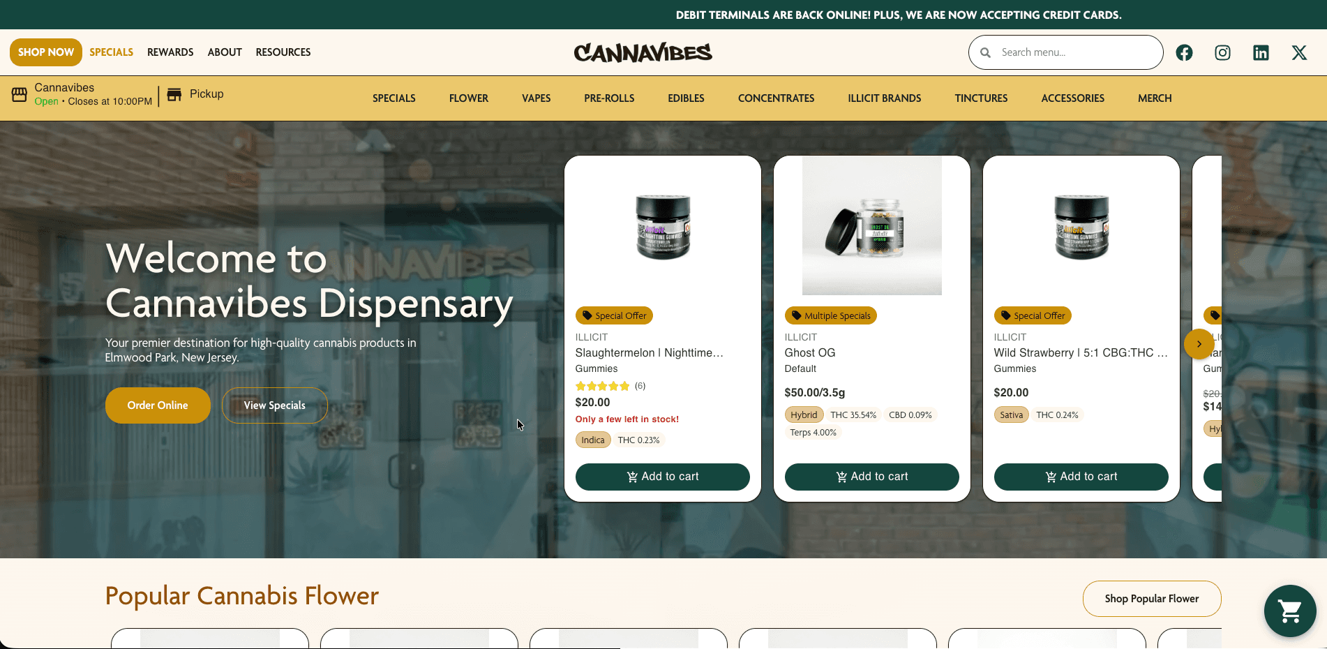 Cannavibes website screenshot for cannabis industry