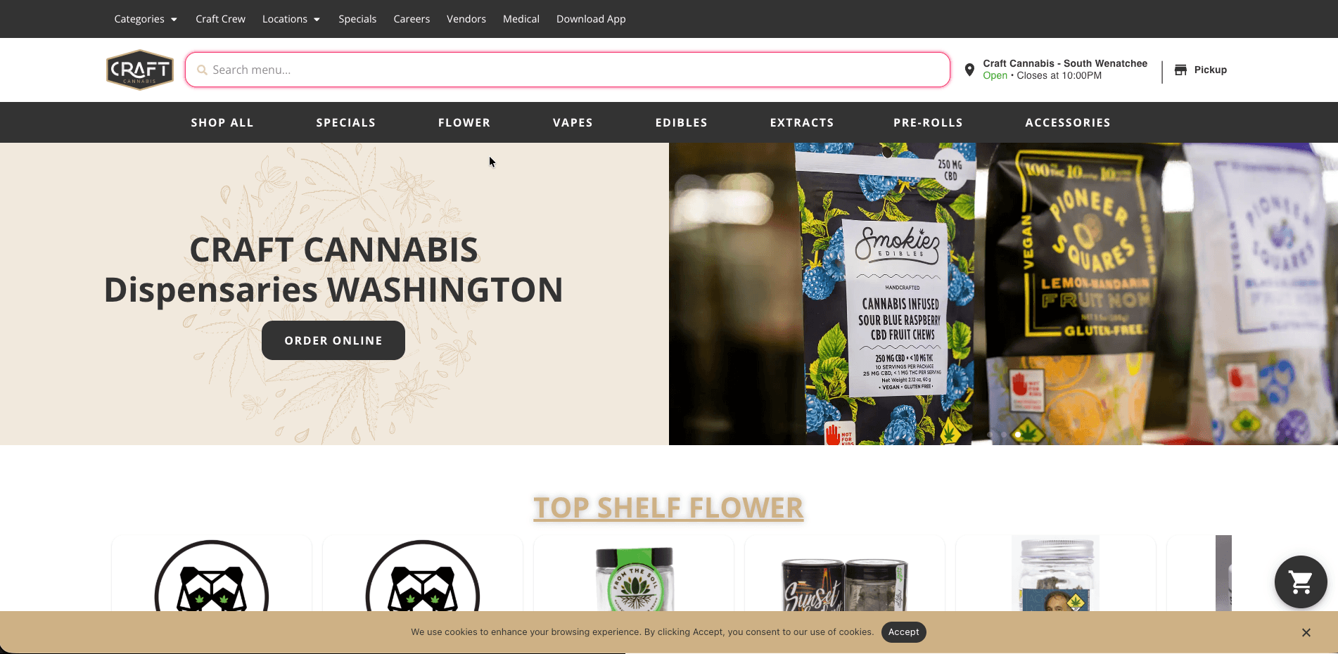 Craft Cannabis website screenshot for cannabis industry