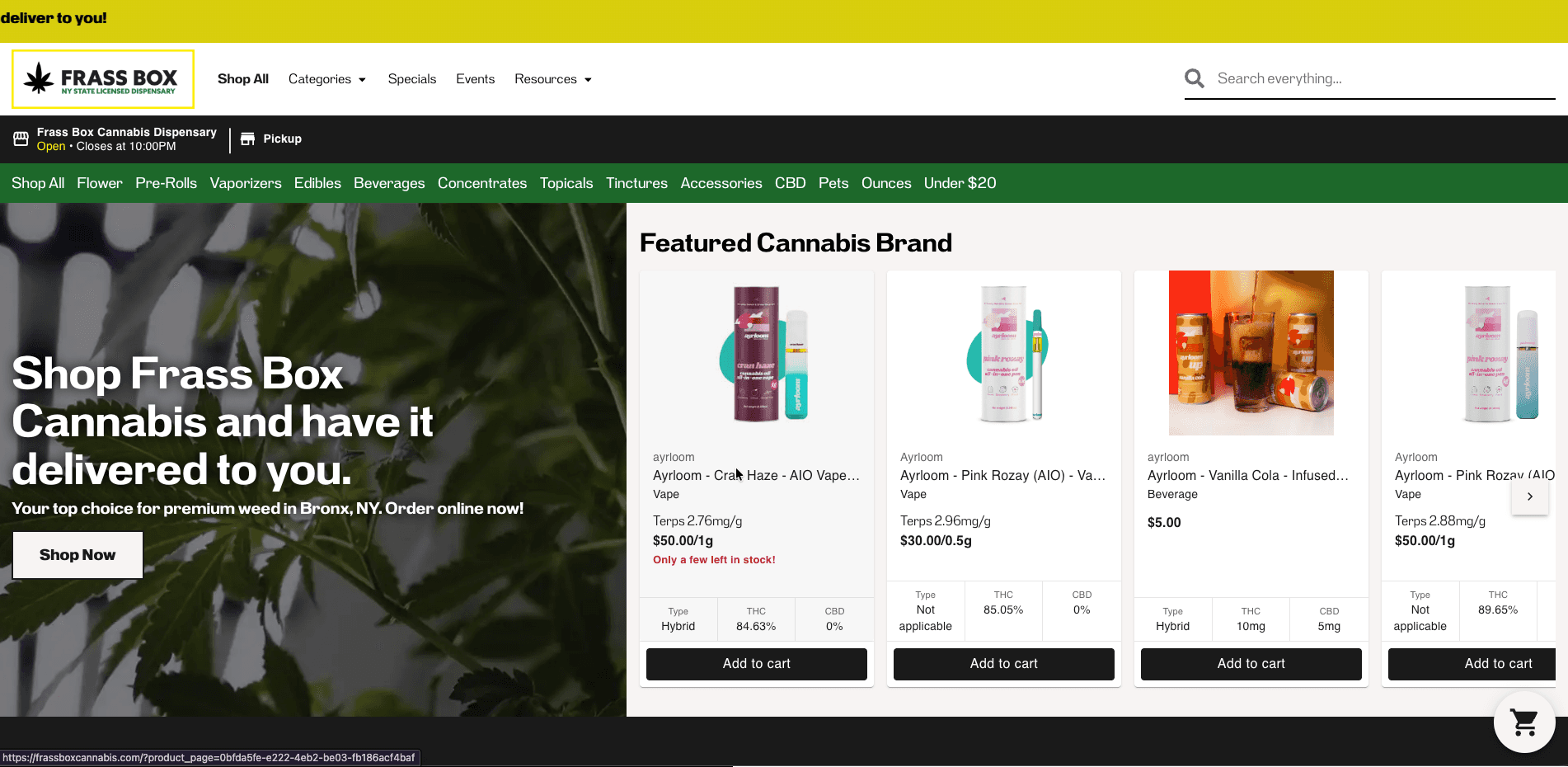Frass Box website screenshot for cannabis industry