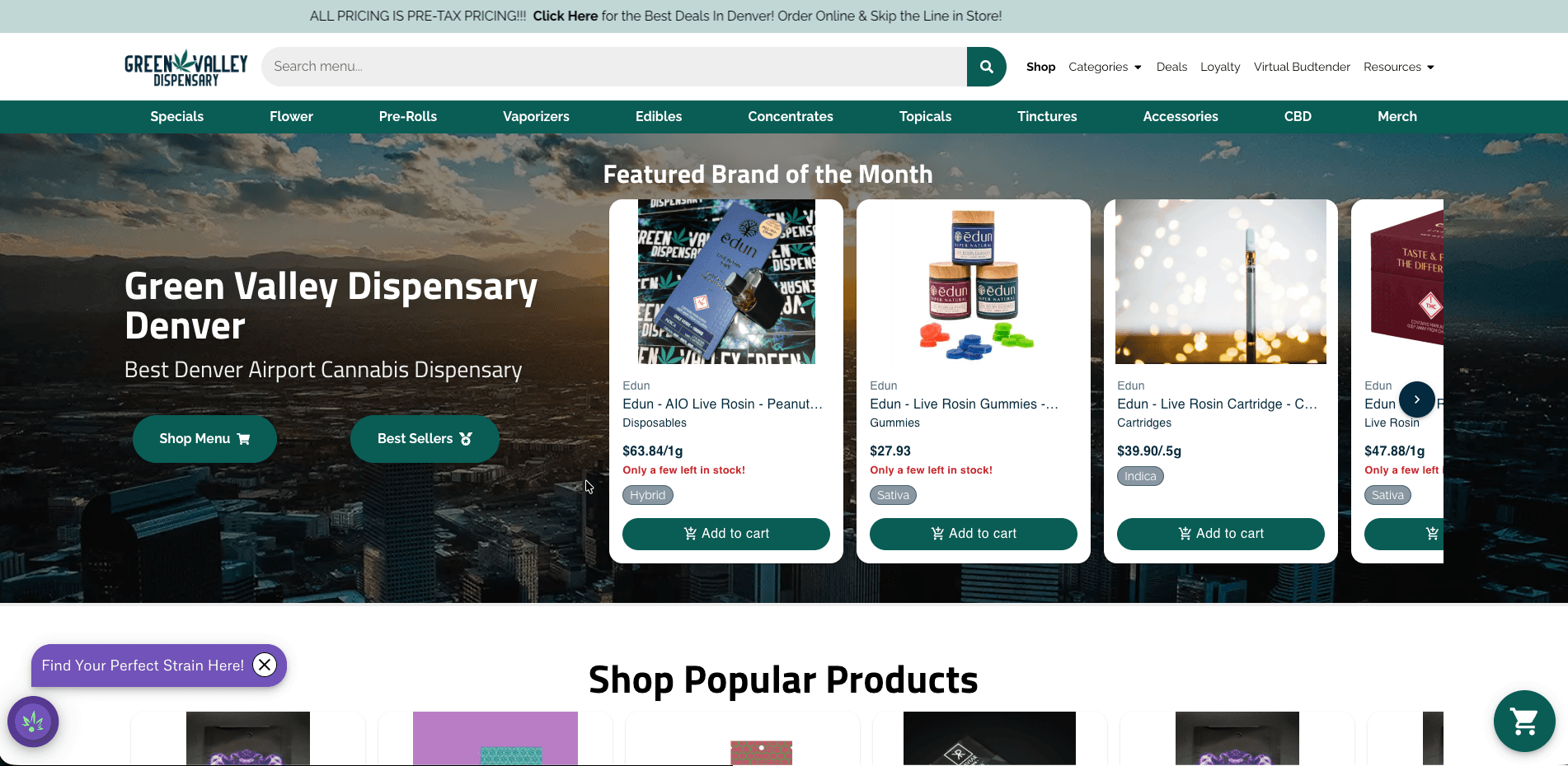 Green-Valley website screenshot for cannabis industry