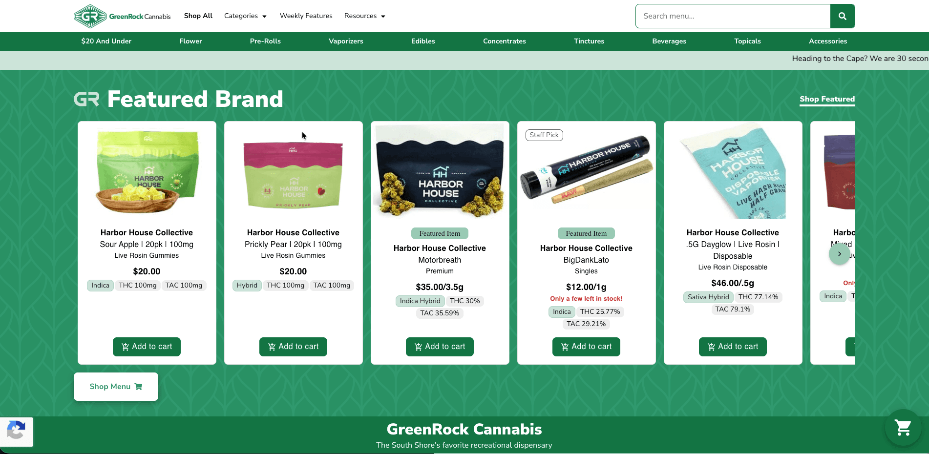 GreenRock website screenshot for cannabis industry