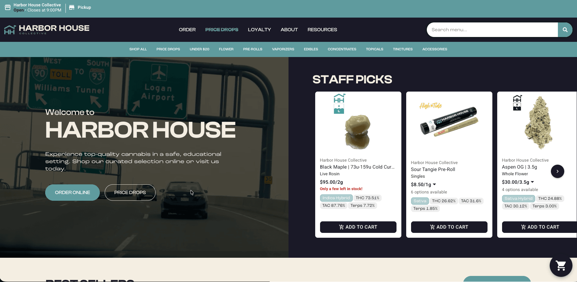 Harbor House website screenshot for cannabis industry