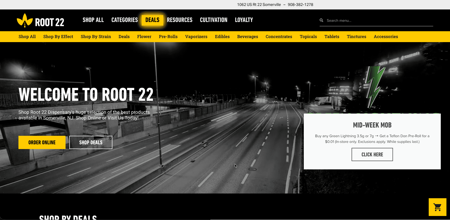 Root 22 website screenshot for cannabis industry