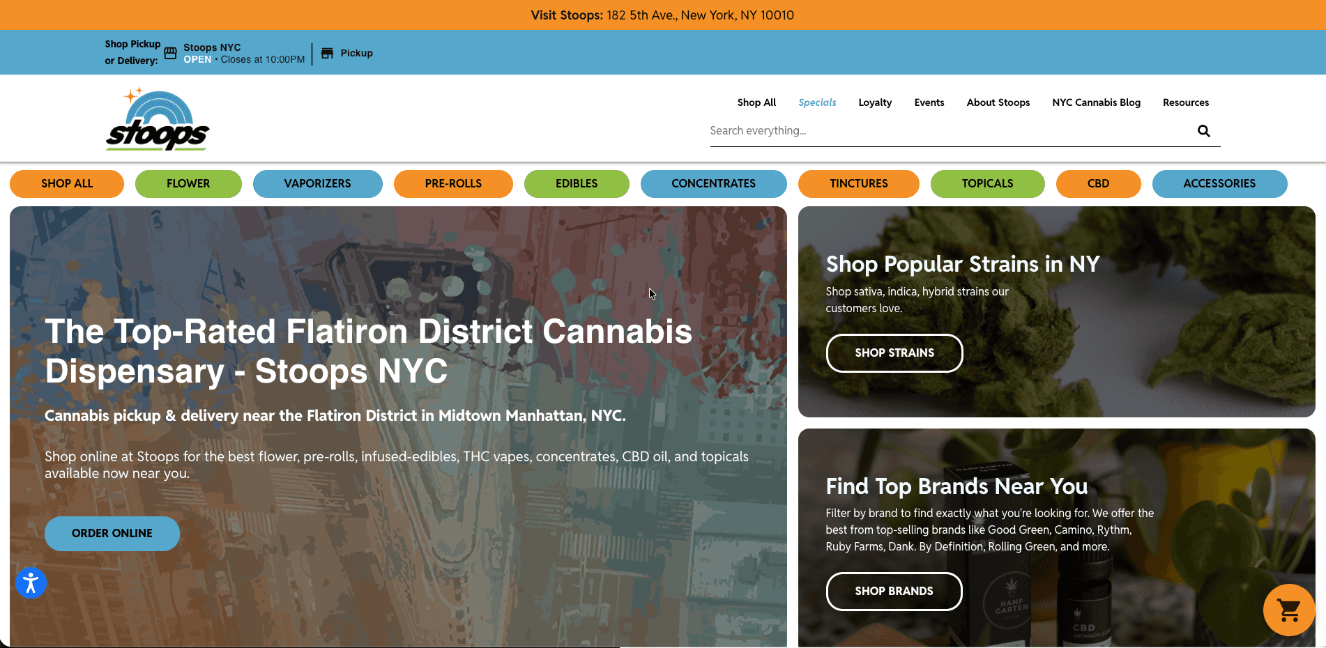 Stoops NYC website screenshot for cannabis industry