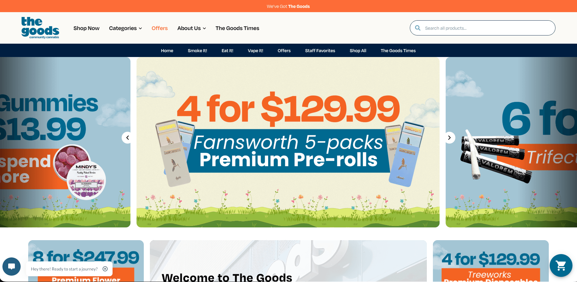 The Goods website screenshot for cannabis industry