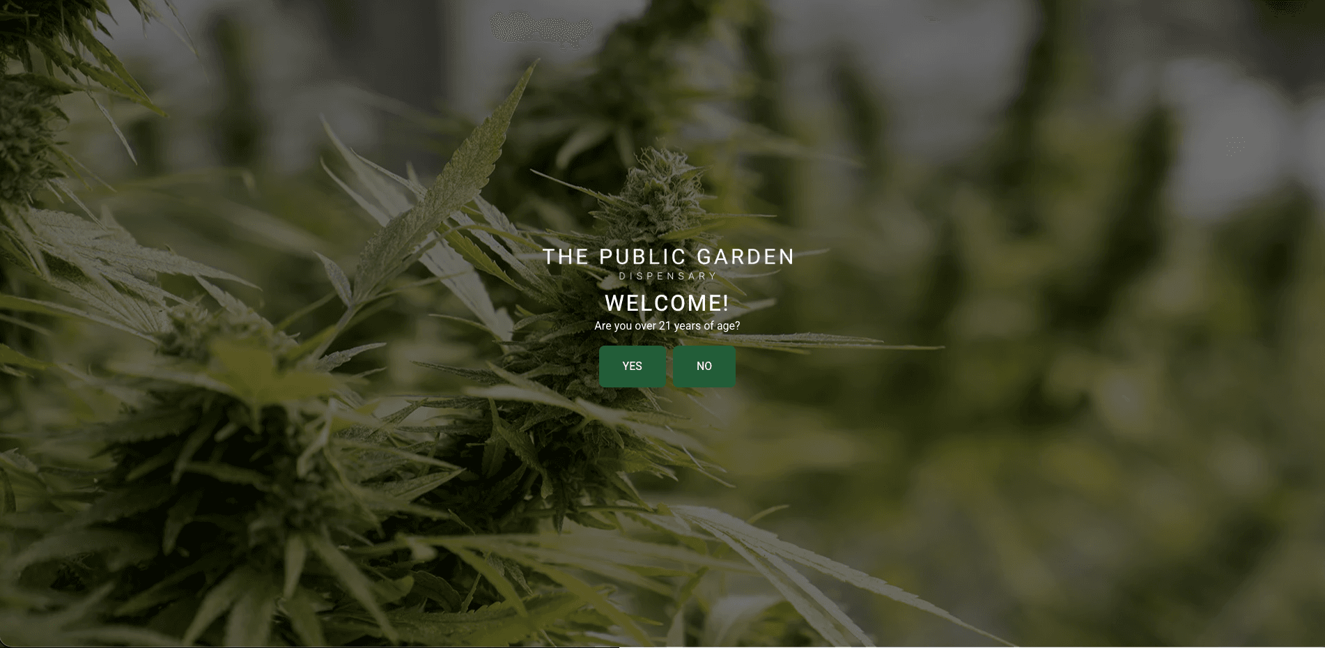 The Public Garden website screenshot for cannabis industry