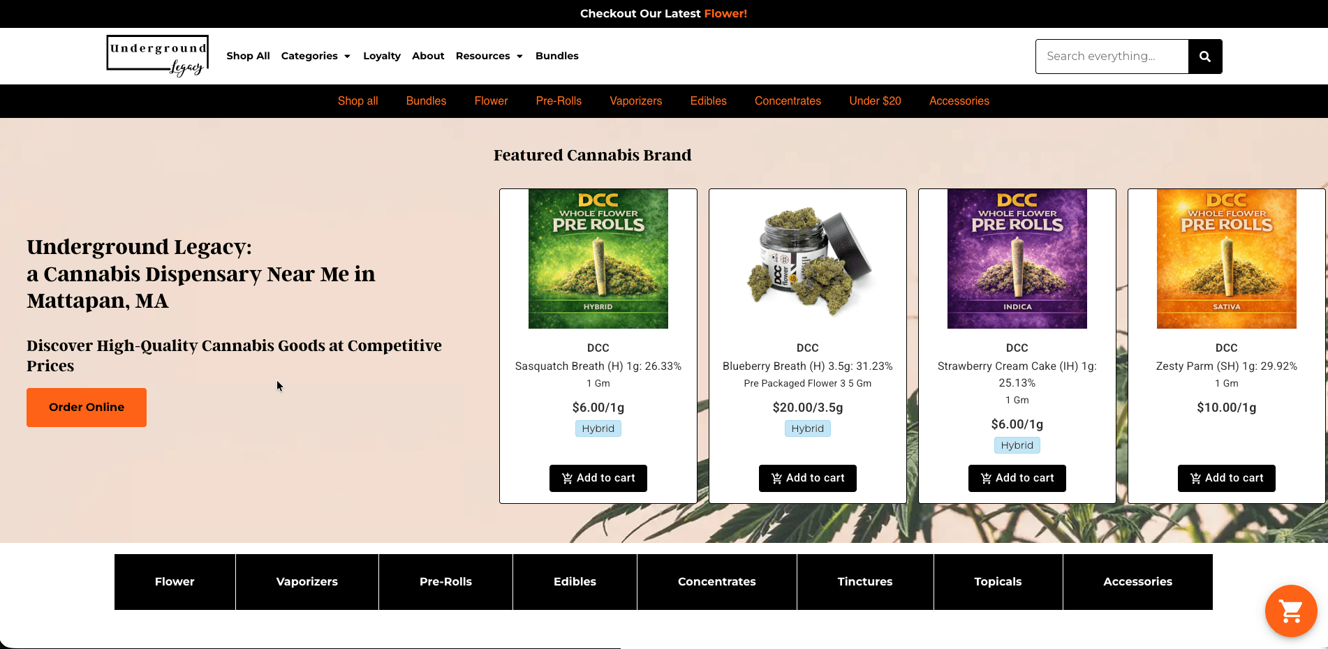 Underground Legacy website screenshot for cannabis industry